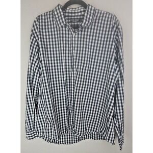 Paul Jones Mens 2XL Casual Long Sleeve Cotton Blue‎ and White Check Plaid Shirt